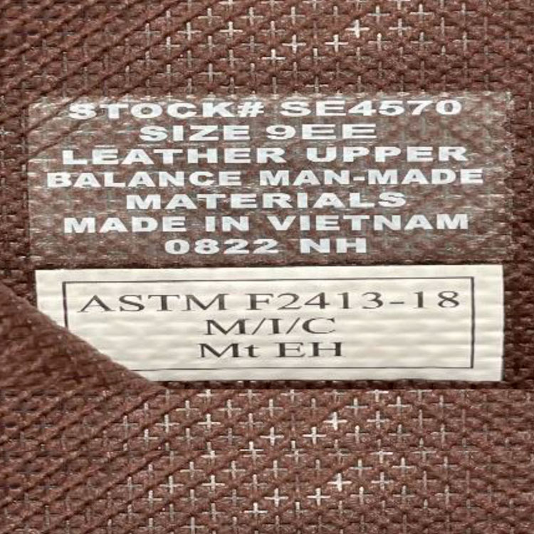 Photo of Inside label with model code and manufacturing date (PRODUCTION DATES 7/22 and 8/22 ONLY)